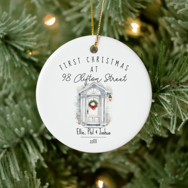 first Christmas in New Home Christmas watercolour Ceramic Tree Decoration (Tree)