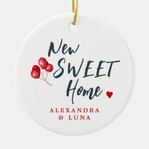 First Christmas in new home custom photo and name Ceramic Tree Decoration