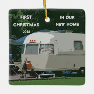 First Christmas in New Home Old Vintage Camper Ceramic Tree Decoration