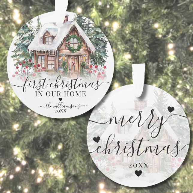 First Christmas In New Home Ornament (Elegant Script First Christmas New Home Ornament )