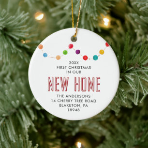 First Christmas In New Home Personalised Baubles Ceramic Tree Decoration