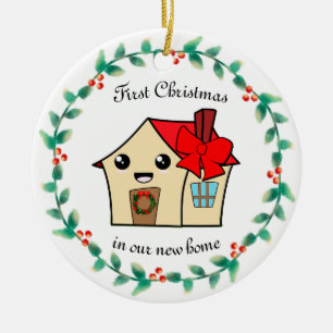 First Christmas in New Home Personalised Ceramic Tree Decoration