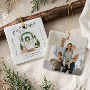 First Christmas in New Home Personalised Photo Ceramic Ornament