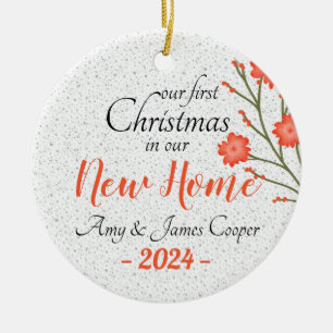 First Christmas In New Home Photo Elegant Script Ceramic Tree Decoration