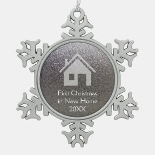 First Christmas in new home Snowflake Pewter Christmas Ornament