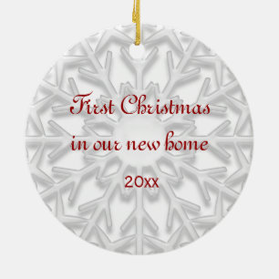 First Christmas in New Home White Snowflake Ceramic Tree Decoration