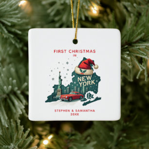 First Christmas in New York State Custom Holiday  Ceramic Ornament