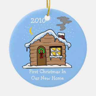 First Christmas In Our New Home 2010 (Cabin) Ceramic Tree Decoration