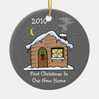 First Christmas In Our New Home 2010 (Cabin) Ceramic Tree Decoration