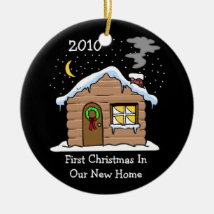 First Christmas In Our New Home 2010 (Cabin) Ceramic Tree Decoration