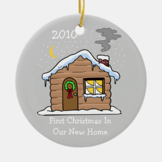 First Christmas In Our New Home 2010 (Cabin) Ceramic Tree Decoration