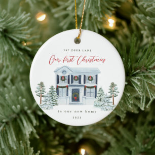First Christmas in our New Home Address and Year Ceramic Tree Decoration