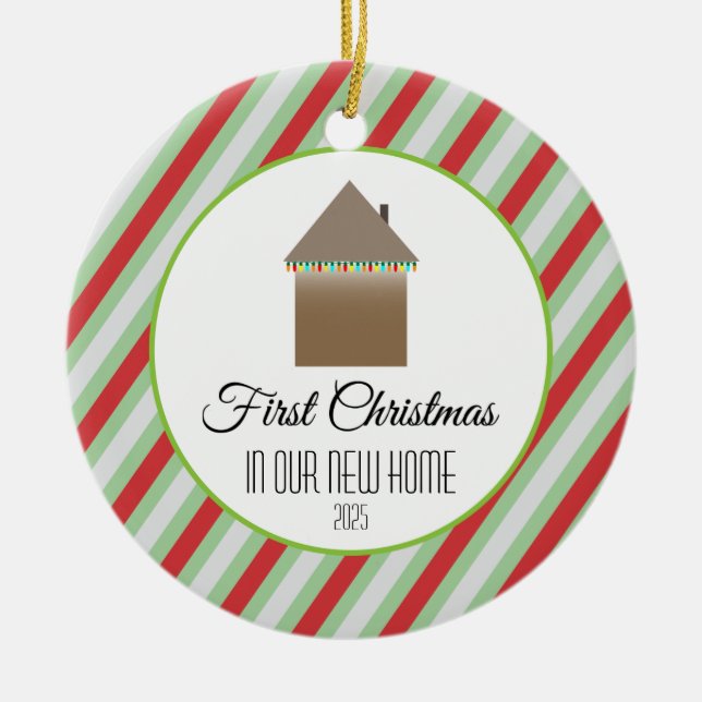 First Christmas in our new home Ceramic Tree Decoration (Front)