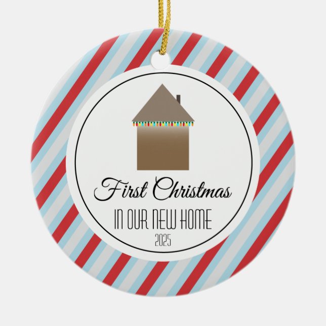 First Christmas in our new home Ceramic Tree Decoration (Front)