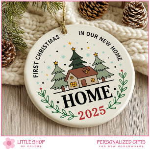 First Christmas in Our New Home Customizable Photo Ceramic Tree Decoration