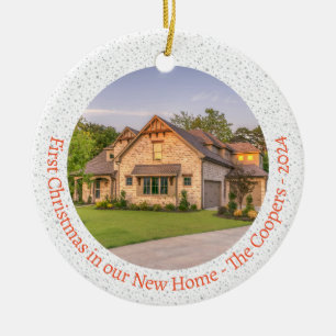 First Christmas In Our New Home Family 2 Photo Ceramic Tree Decoration