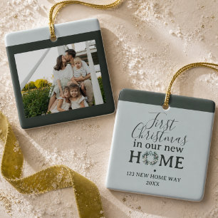 First Christmas In Our New Home Family Photo Ceramic Ornament