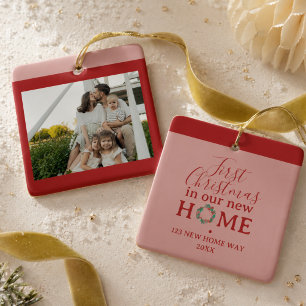 First Christmas In Our New Home Family Photo Ceramic Ornament