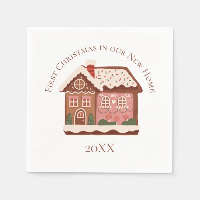 First Christmas in our New Home Gingerbread House Napkin (Front)