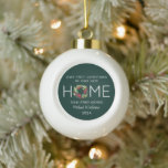 First Christmas in our New Home Greenery Wreath Ceramic Ball Christmas Ornament<br><div class="desc">Capture the joy of your first Christmas in your new home with our exquisite greenery wreath ornament. Celebrate this special milestone with a beautifully crafted keepsake that adds a touch of elegance to your holiday decor.</div>