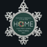 First Christmas in our New Home Greenery Wreath Snowflake Pewter Christmas Ornament<br><div class="desc">Capture the joy of your first Christmas in your new home with our exquisite greenery wreath ornament. Celebrate this special milestone with a beautifully crafted keepsake that adds a touch of elegance to your holiday decor.</div>