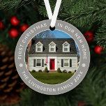 First Christmas in Our New Home Grey Custom Photo Ornament<br><div class="desc">Personalise this modern and elegant 'First Christmas in Our New Home' ornament with a photo of your house, your last name or family name, and the year it was purchased. Elegant pewter grey background colour can be modified) and white round-shaped text and snowflake accents beautifully frames the photo. Photo tip:...</div>
