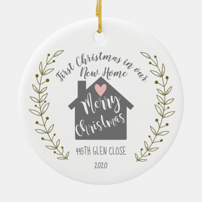 first Christmas in our new home heart Ceramic Tree Decoration (Back)