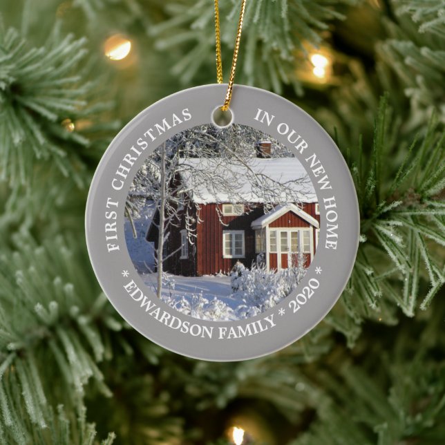 First Christmas in our new Home house photo Ceramic Tree Decoration (Tree)