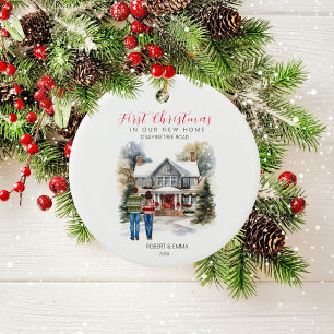 First Christmas In Our New Home   Married Couple Ceramic Tree Decoration