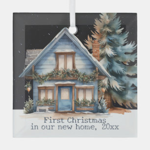 First Christmas in our new home personalised  Glass Tree Decoration