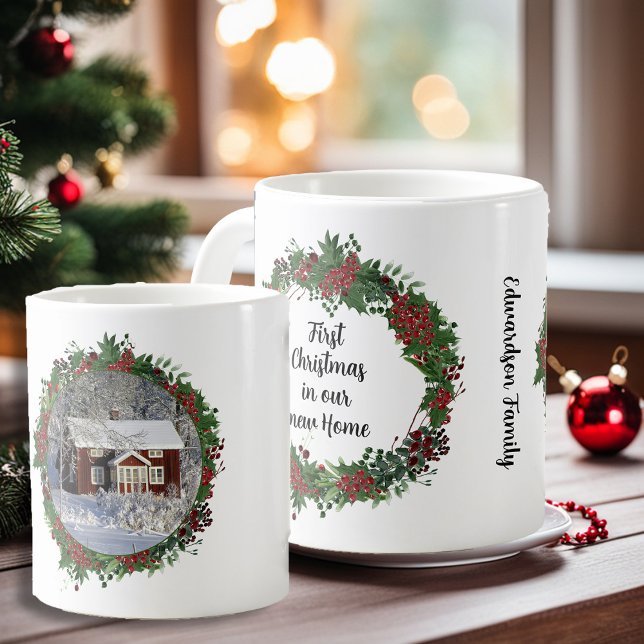 First Christmas in our new home photo family Coffee Mug (Create your own First Christmas in our new home photo family Coffee Mug.)