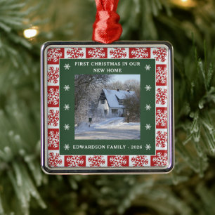 First Christmas in our new Home photo family name Metal Tree Decoration
