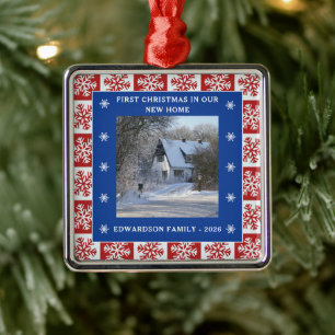 First Christmas in our new Home photo family name Metal Tree Decoration