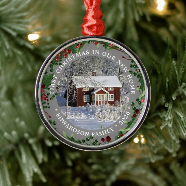 First Christmas in our new Home photo Metal Tree Decoration (Tree)