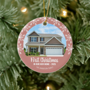 First Christmas in our New Home Photo Rose Gold Ceramic Tree Decoration