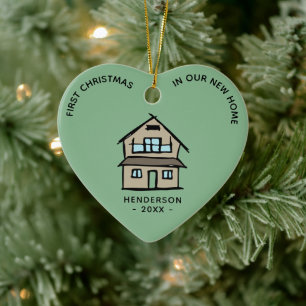 First Christmas In Our New Home Real Estate Logo Ceramic Tree Decoration