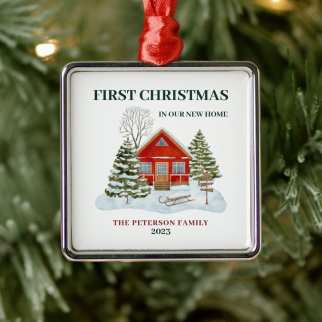 First Christmas In Our New Home Snowy Boho Metal Tree Decoration (Tree)