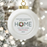 First Christmas in our New Home Watercolor Wreath Ceramic Ball Christmas Ornament<br><div class="desc">Capture the joy of your first Christmas in your new home with our exquisite watercolor wreath ornament. Celebrate this special milestone with a beautifully crafted keepsake that adds a touch of elegance to your holiday decor.</div>