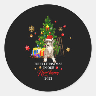 First Christmas In Our New Home Xmas Dalmatian T S Classic Round Sticker