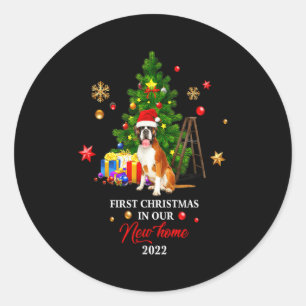 First Christmas In Our New Home Xmas For Bernard T Classic Round Sticker
