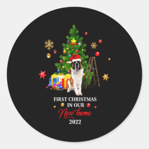 First Christmas In Our New Home Xmas For Bernard T Classic Round Sticker