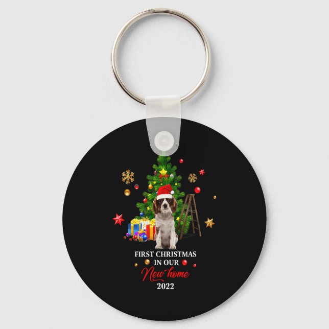 First Christmas In Our New Home Xmas For Spaniel T Key Ring (Front)