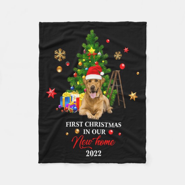 First Christmas In Our New Home Xmas Gift For Labr Fleece Blanket (Front)