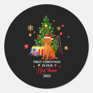 First Christmas In Our New Home Xmas Gift For Vizs Classic Round Sticker