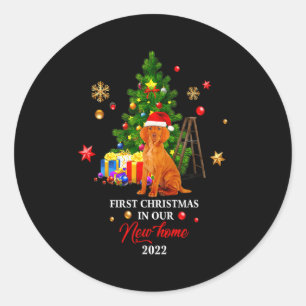 First Christmas In Our New Home Xmas Gift For Vizs Classic Round Sticker