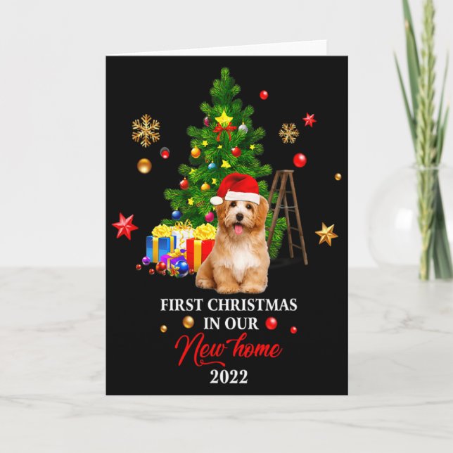First Christmas In Our New Home Xmas Maltese Dog T Card (Front)