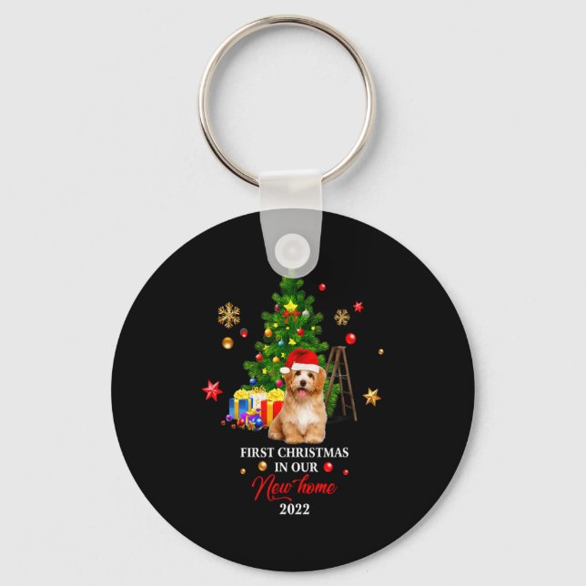 First Christmas In Our New Home Xmas Maltese Dog T Key Ring (Front)