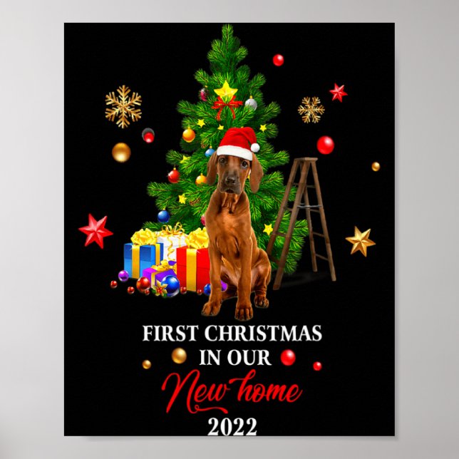 First Christmas In Our New Home Xmas Viszla Dog T  Poster (Front)