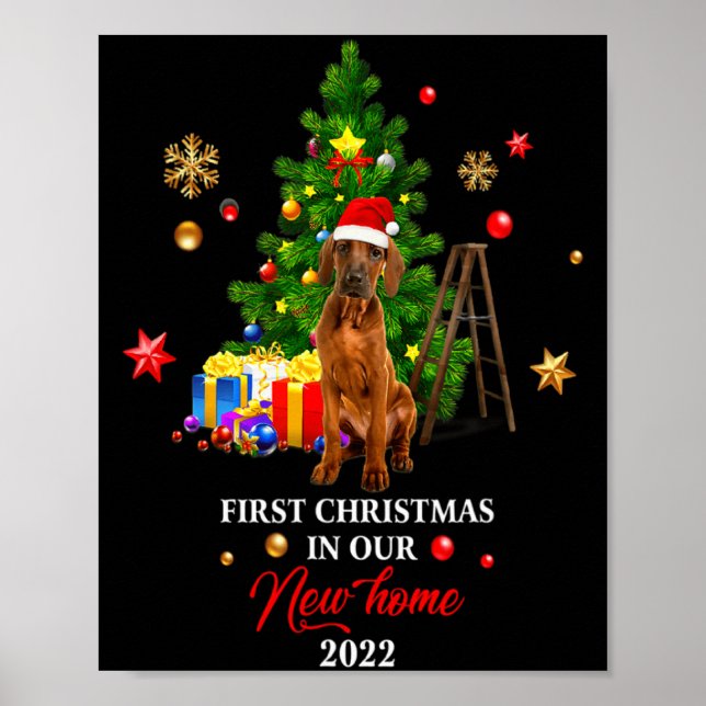 First Christmas In Our New Home Xmas Viszla Dog T  Poster (Front)