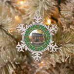 First Christmas in our Tiny Home house photo Snowflake Pewter Christmas Ornament<br><div class="desc">The first Christmas in our new Tiny Home photo Ornament. 
Add your own photos of your new home,  add your names,  text and year and create a very personal and unique Christmas ornament.</div>